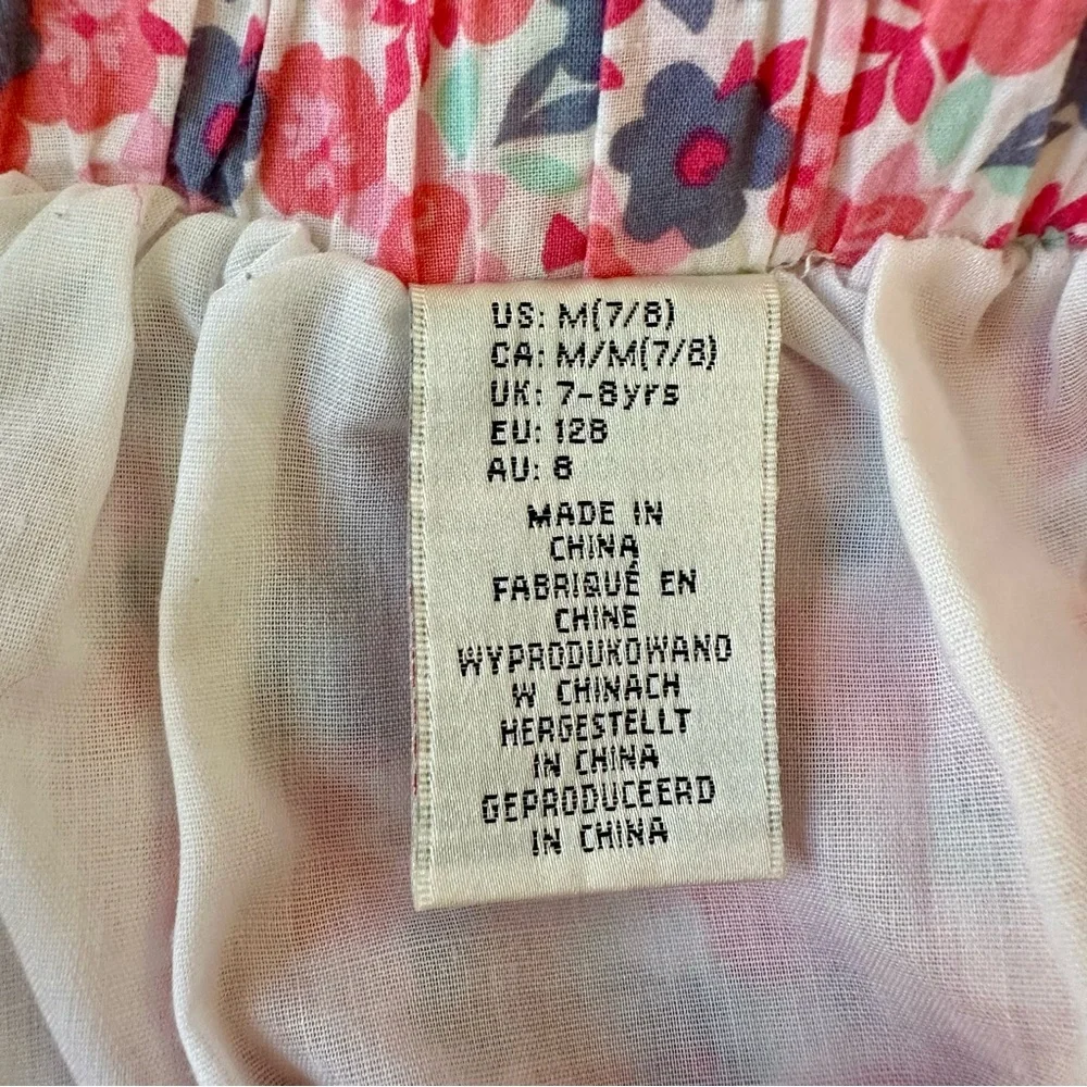 MAX STUDIO Girls Floral 3 Piece Skirt Tank Top Sun Hat Matching Set Size 7/8